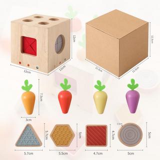 Activity-board  Carotte jeu de piquetage motricité en bois jouet cube jeu de tri sensoriel trieur de formes jouet éducatif 