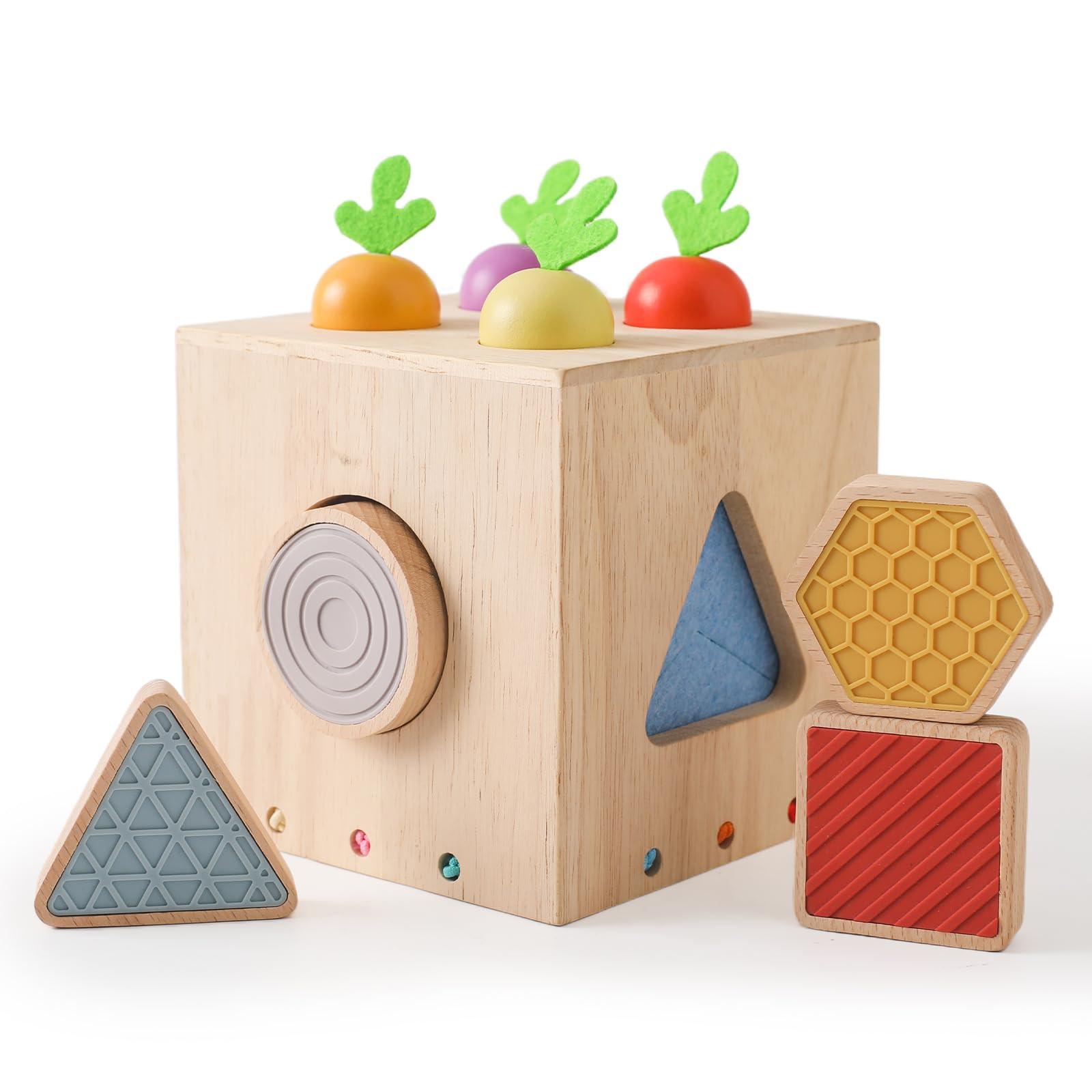 Activity-board  Carotte jeu de piquetage motricité en bois jouet cube jeu de tri sensoriel trieur de formes jouet éducatif 