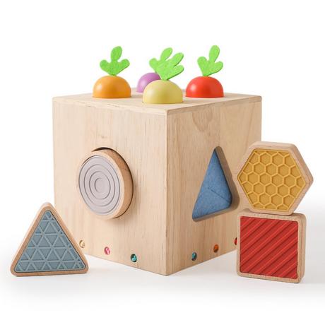 Activity-board  Carotte jeu de piquetage motricité en bois jouet cube jeu de tri sensoriel trieur de formes jouet éducatif 