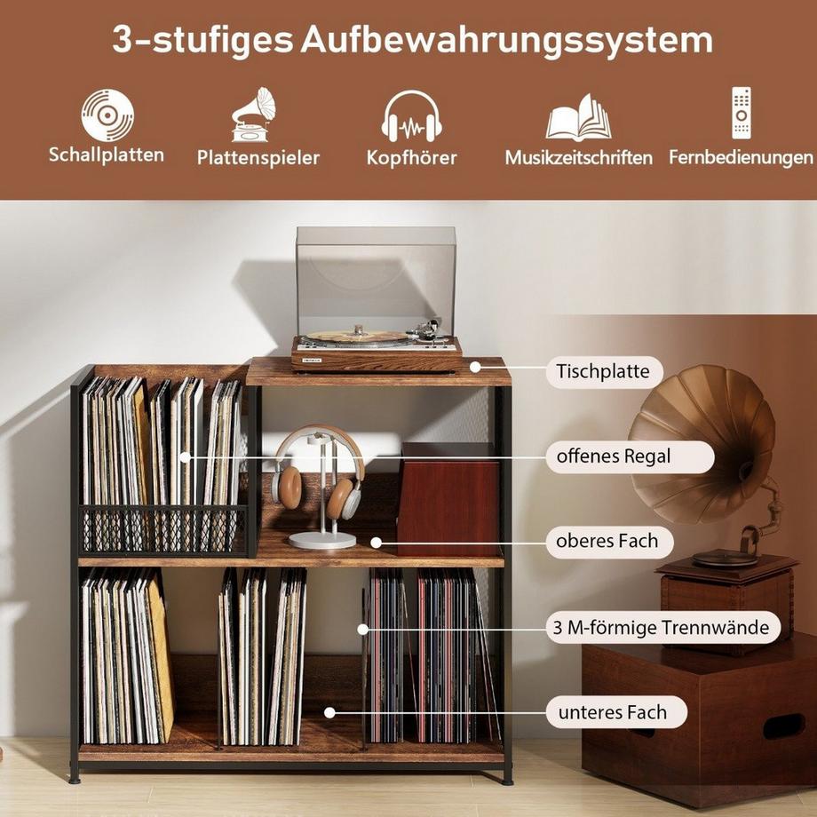 Northix Vinylständer, 3-stufig, 300 Alben  
