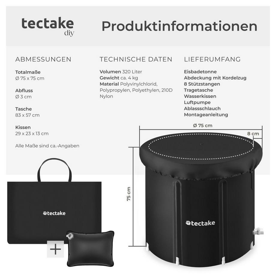 Tectake Baignoire à glace HELSINKI pliable avec triple isolation  