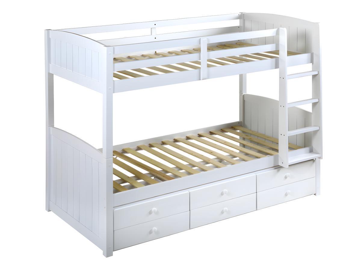 Vente-unique Letto a castello separabile con vani portaoggetti Laccato bianco ANCHISE  