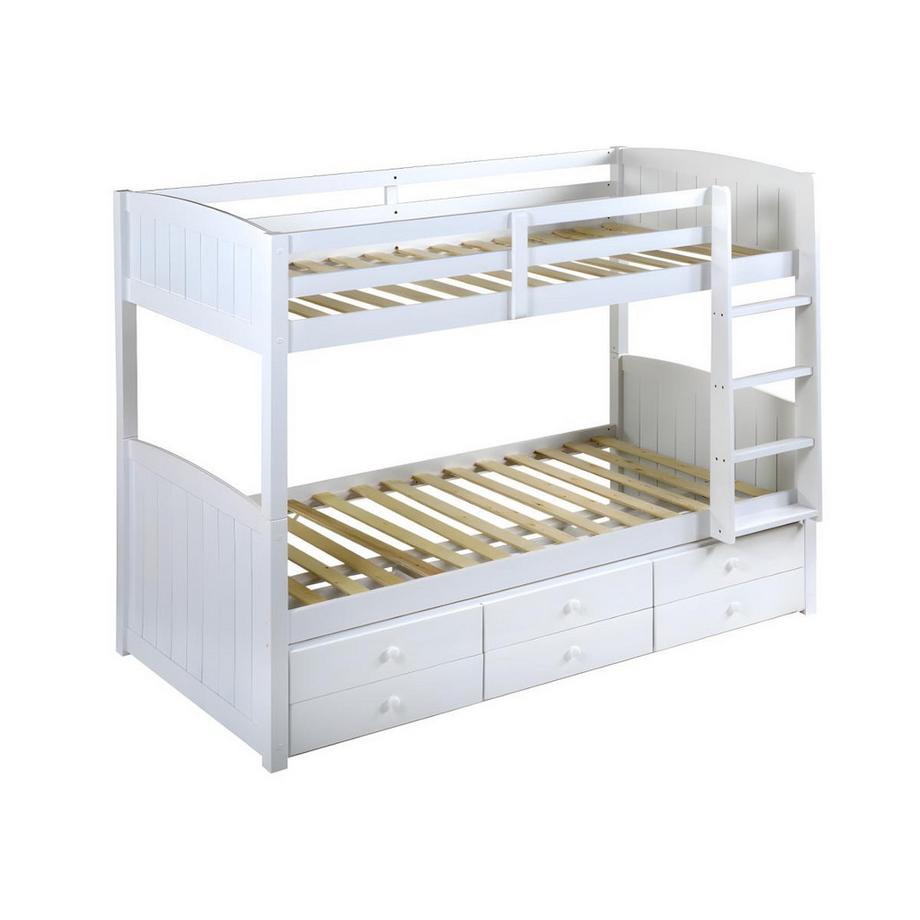 Vente-unique Letto a castello separabile con vani portaoggetti Laccato bianco ANCHISE  