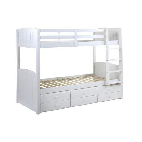 Vente-unique Letto a castello separabile con vani portaoggetti Laccato bianco ANCHISE  