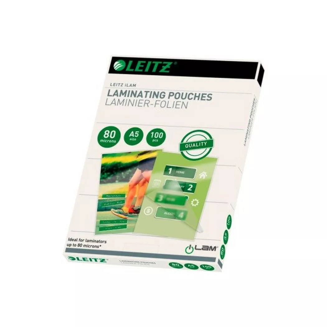 Leitz iLAM Premium Glossy A5 Laminating Pouches, 80 microns, Pack of 100