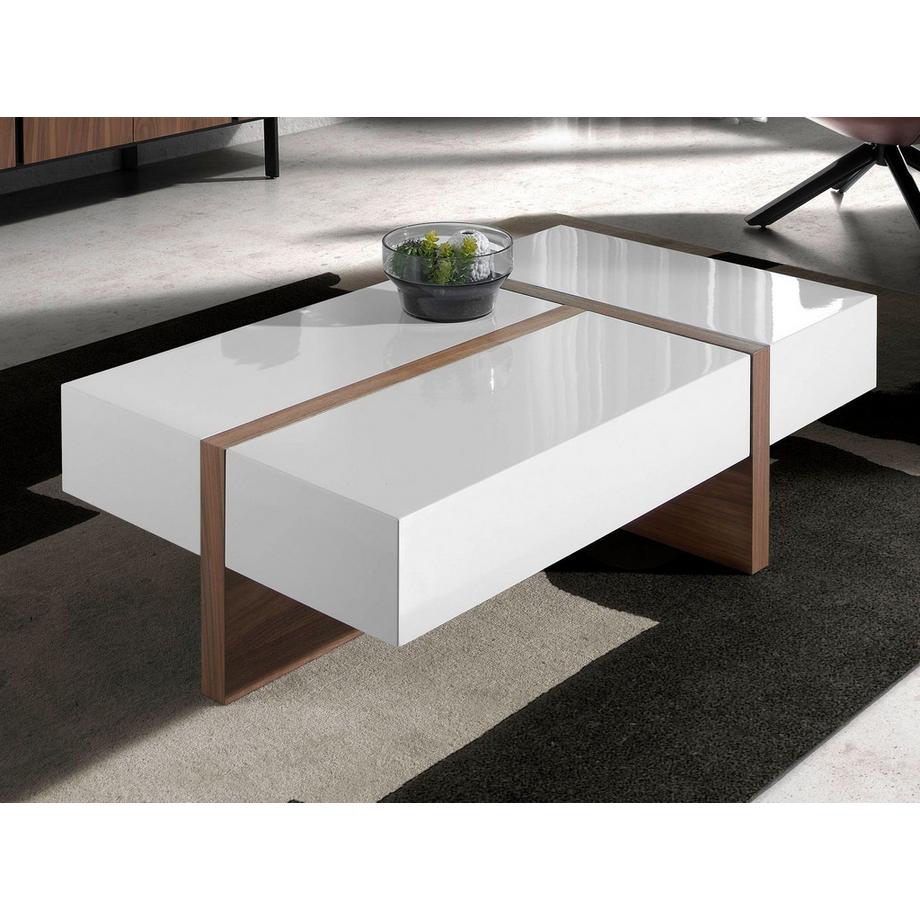 ANGEL CERDA Tavolino rettangolare in legno bianco e noce  