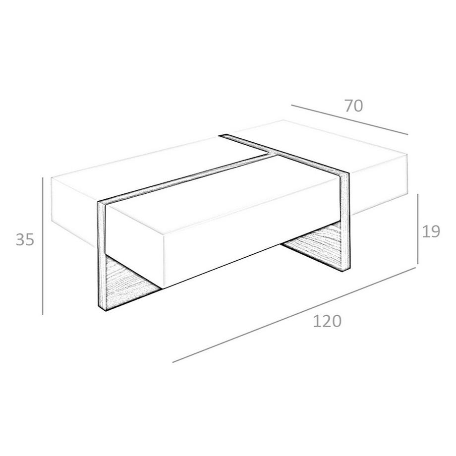 ANGEL CERDA Tavolino rettangolare in legno bianco e noce  