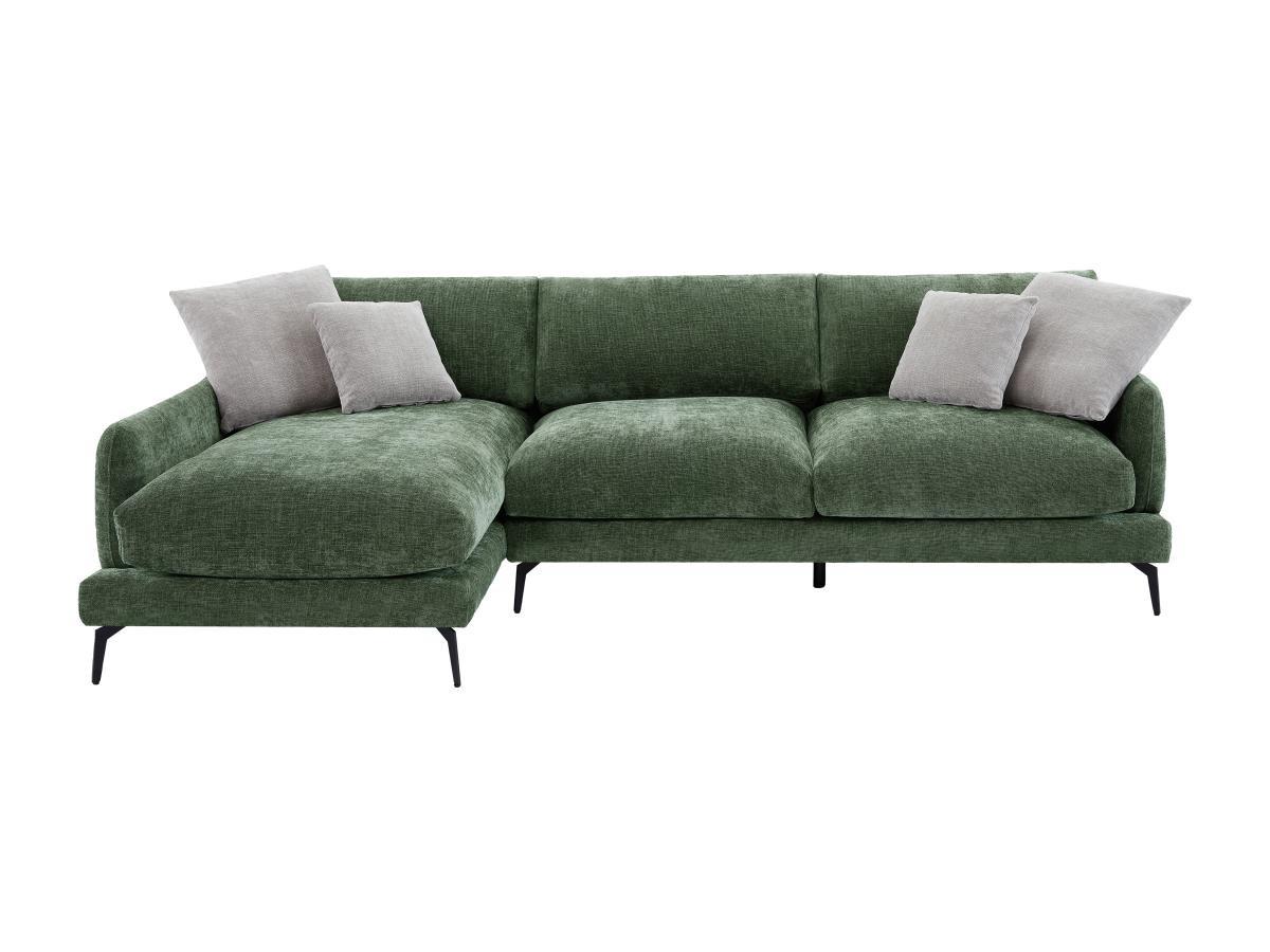 Vente-unique Ecksofa - Ecke links - Strukturstoff - Grün - ROCALTA  