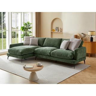 Vente-unique Ecksofa - Ecke links - Strukturstoff - Grün - ROCALTA  