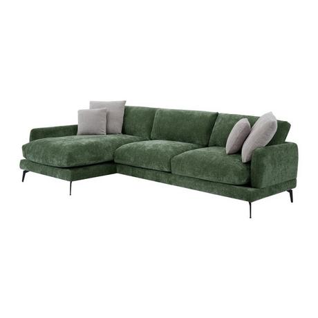 Vente-unique Ecksofa - Ecke links - Strukturstoff - Grün - ROCALTA  