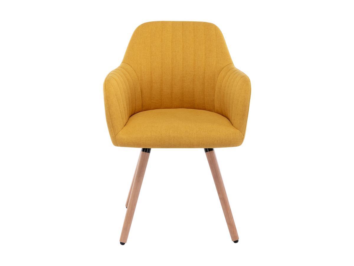 Vente-unique Chaise avec accoudoirs - Tissu et métal effet bois - Jaune - ELEANA  