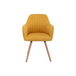 Vente-unique Chaise avec accoudoirs - Tissu et métal effet bois - Jaune - ELEANA  