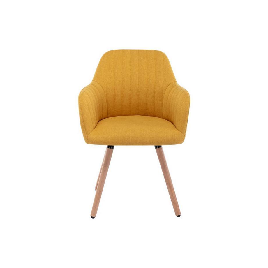 Vente-unique Chaise avec accoudoirs - Tissu et métal effet bois - Jaune - ELEANA  