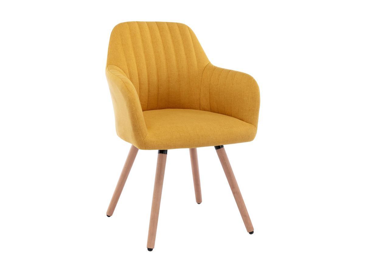 Vente-unique Chaise avec accoudoirs - Tissu et métal effet bois - Jaune - ELEANA  