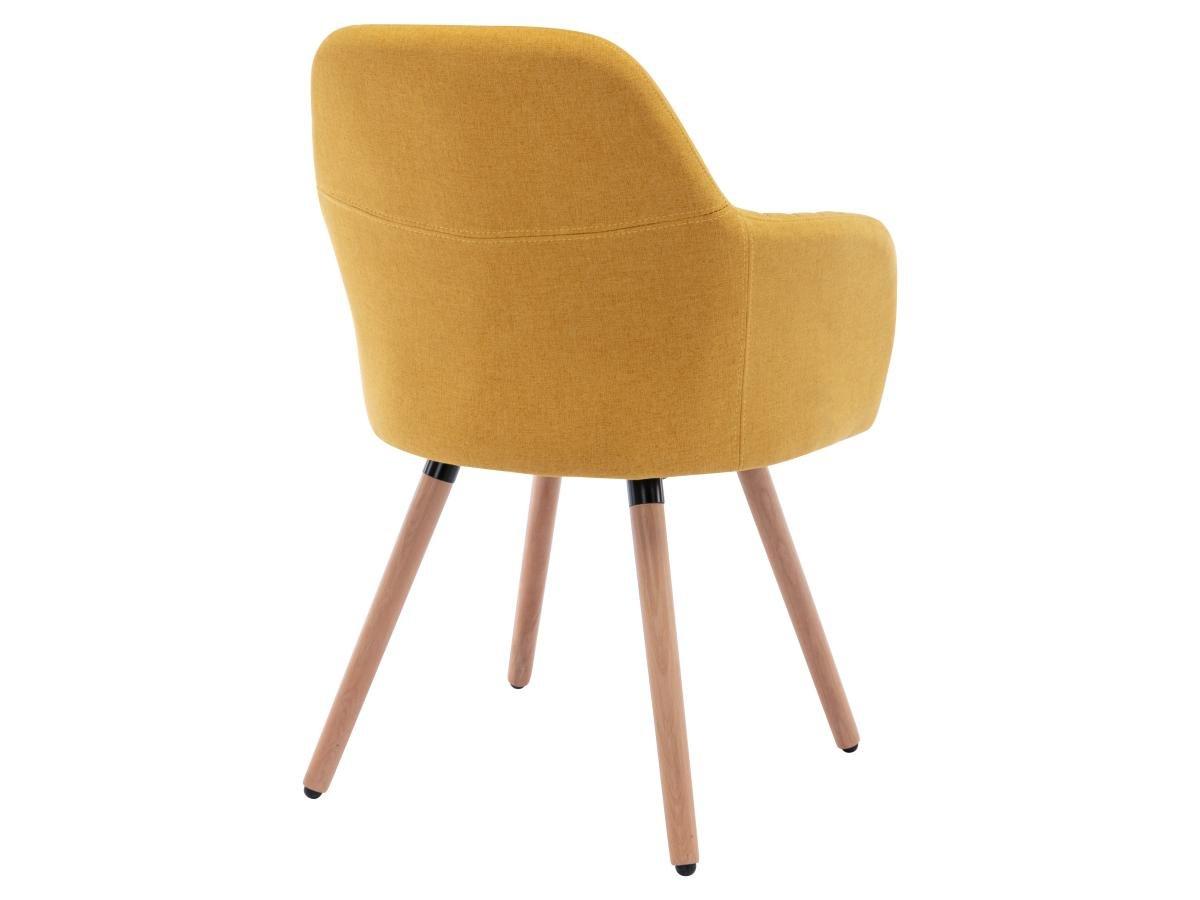 Vente-unique Chaise avec accoudoirs - Tissu et métal effet bois - Jaune - ELEANA  