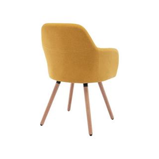 Vente-unique Chaise avec accoudoirs - Tissu et métal effet bois - Jaune - ELEANA  