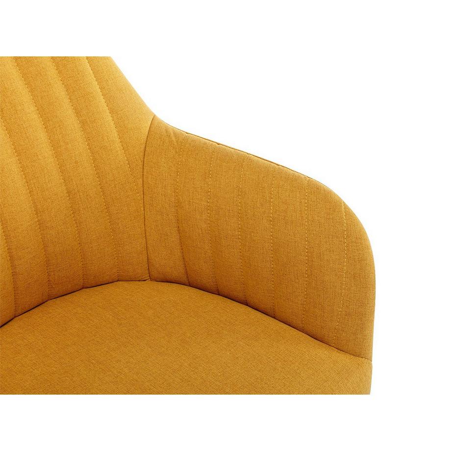 Vente-unique Chaise avec accoudoirs - Tissu et métal effet bois - Jaune - ELEANA  