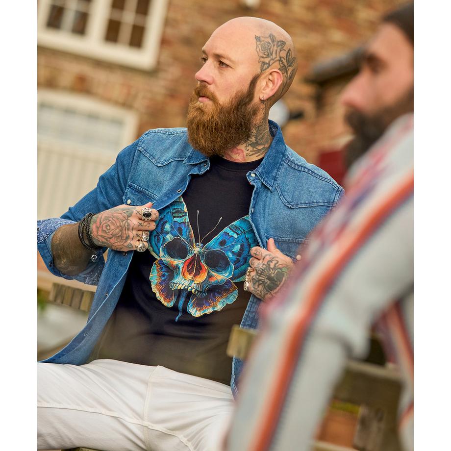 Joe Browns T-Shirt Totenkopf und Schmetterlingsmotiv  