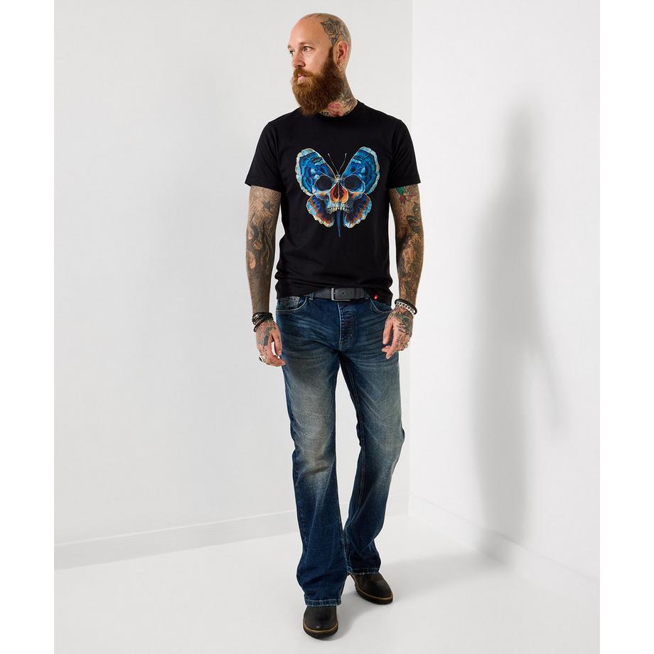 Joe Browns T-Shirt Totenkopf und Schmetterlingsmotiv  