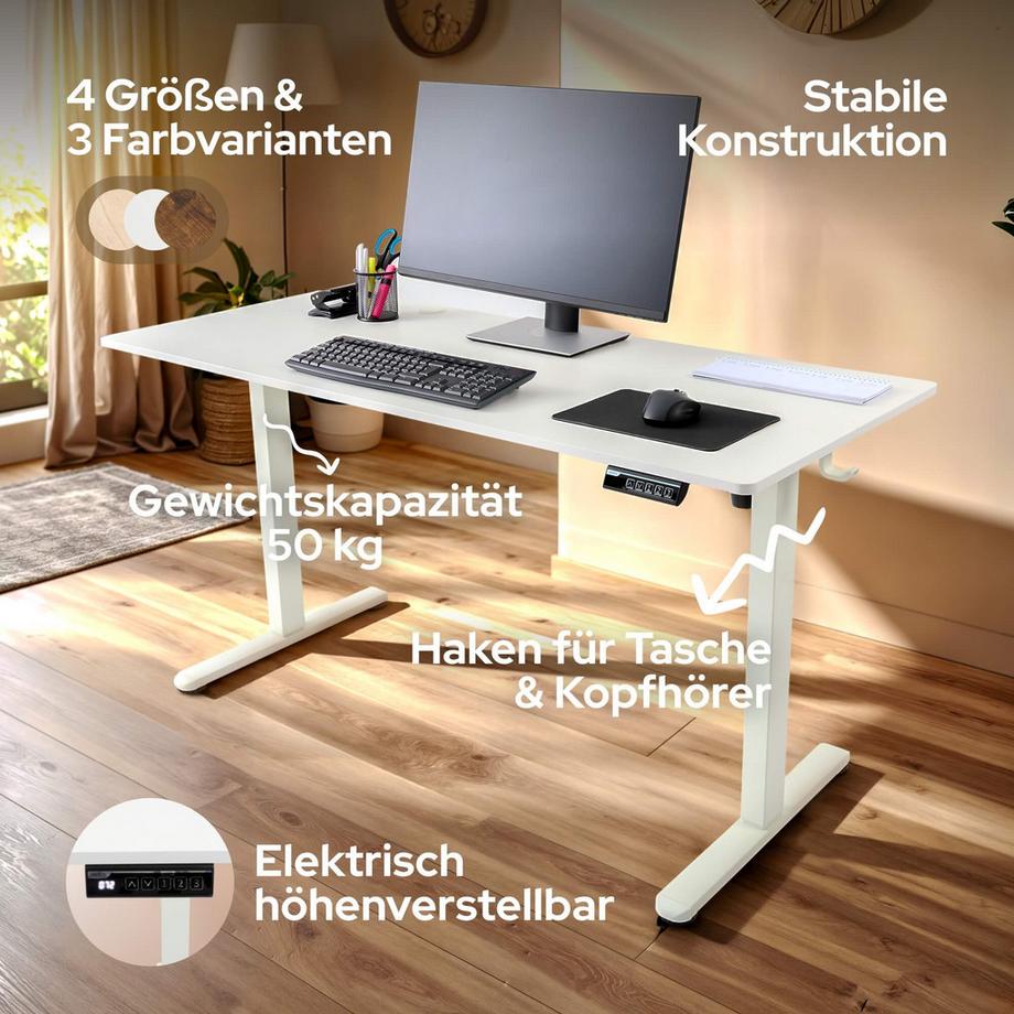 Arebos Höhenverstellbarer Schreibtisch Elektrisch mit Memory-Funktion  