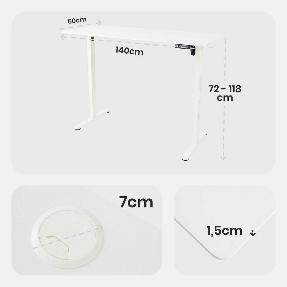 Arebos Höhenverstellbarer Schreibtisch Elektrisch mit Memory-Funktion  