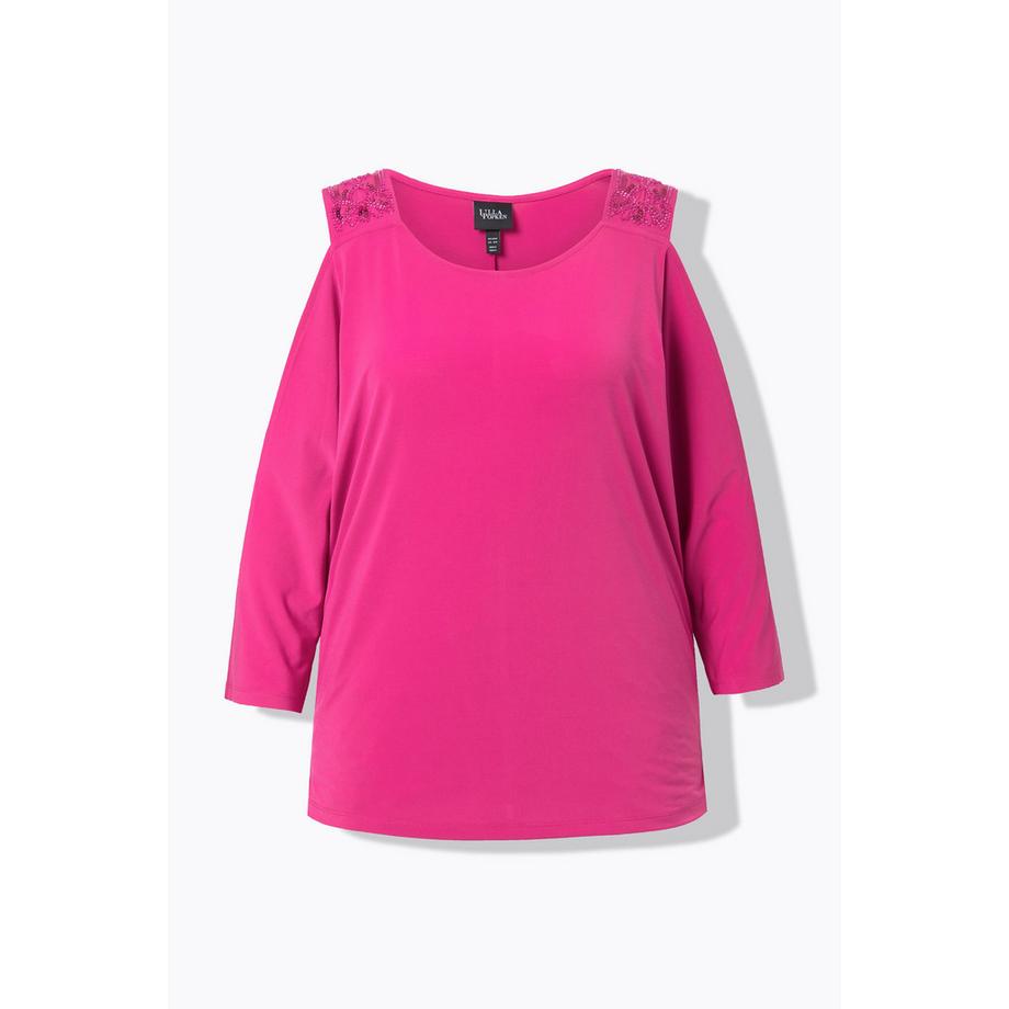 Ulla Popken T-Shirt Vestibilità Comoda Cut-Out Spalle  