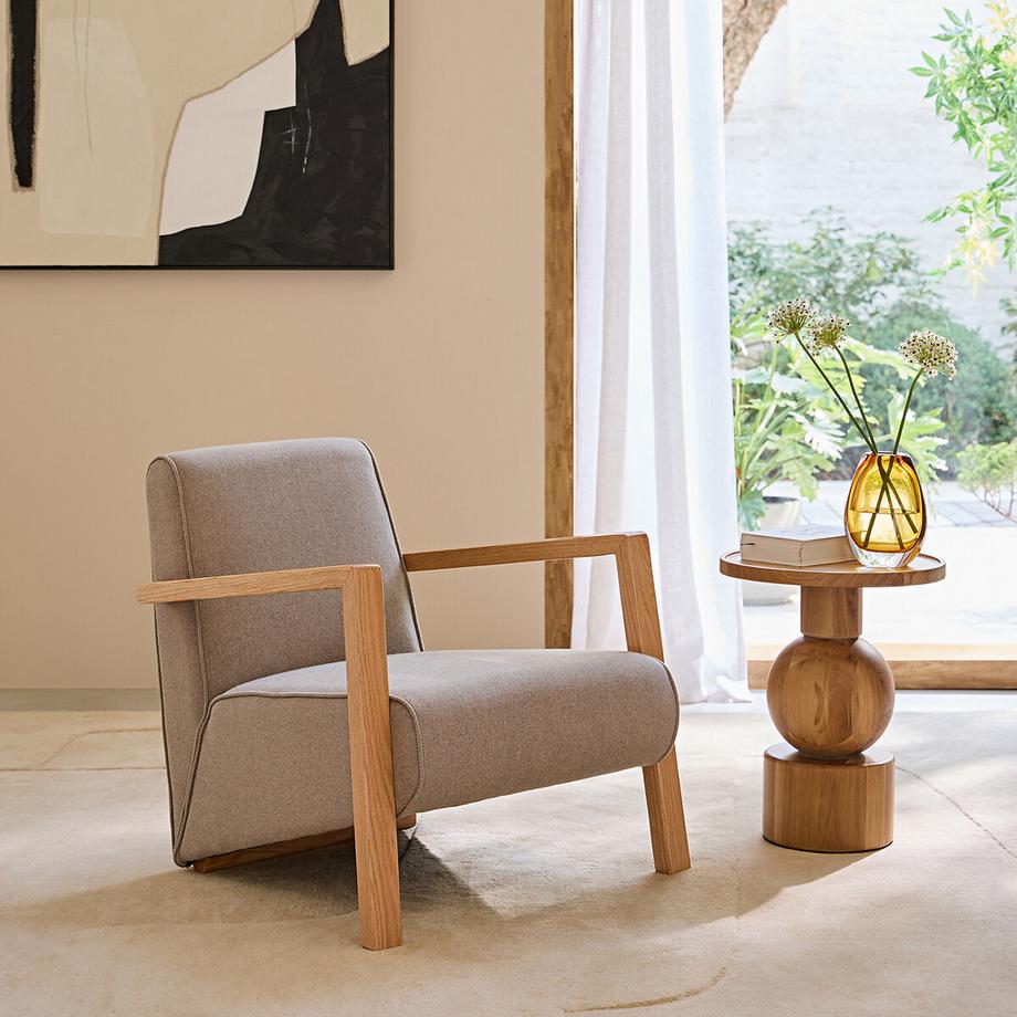 AM.PM Fauteuil tissu 42% laine et pied en chêne Sanami  