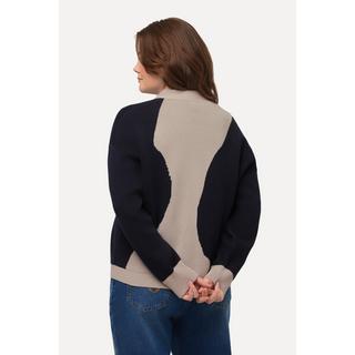 Ulla Popken  Cardigan in cotone biologico con profili di donne, taglio squadrato e scollo a V 