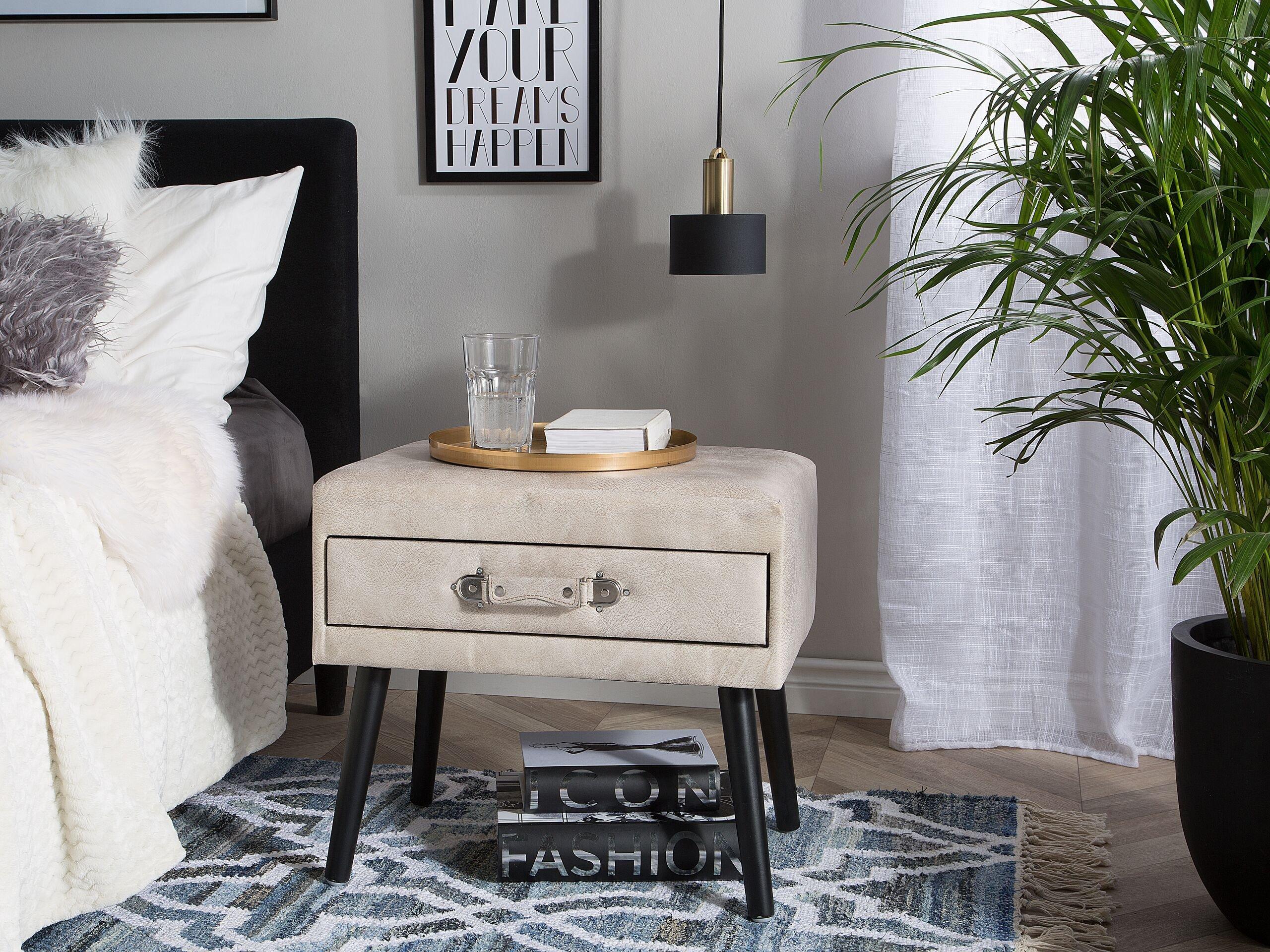 Beliani Comodino 1 cassetto en Pelle sintetica Retrò EUROSTAR  