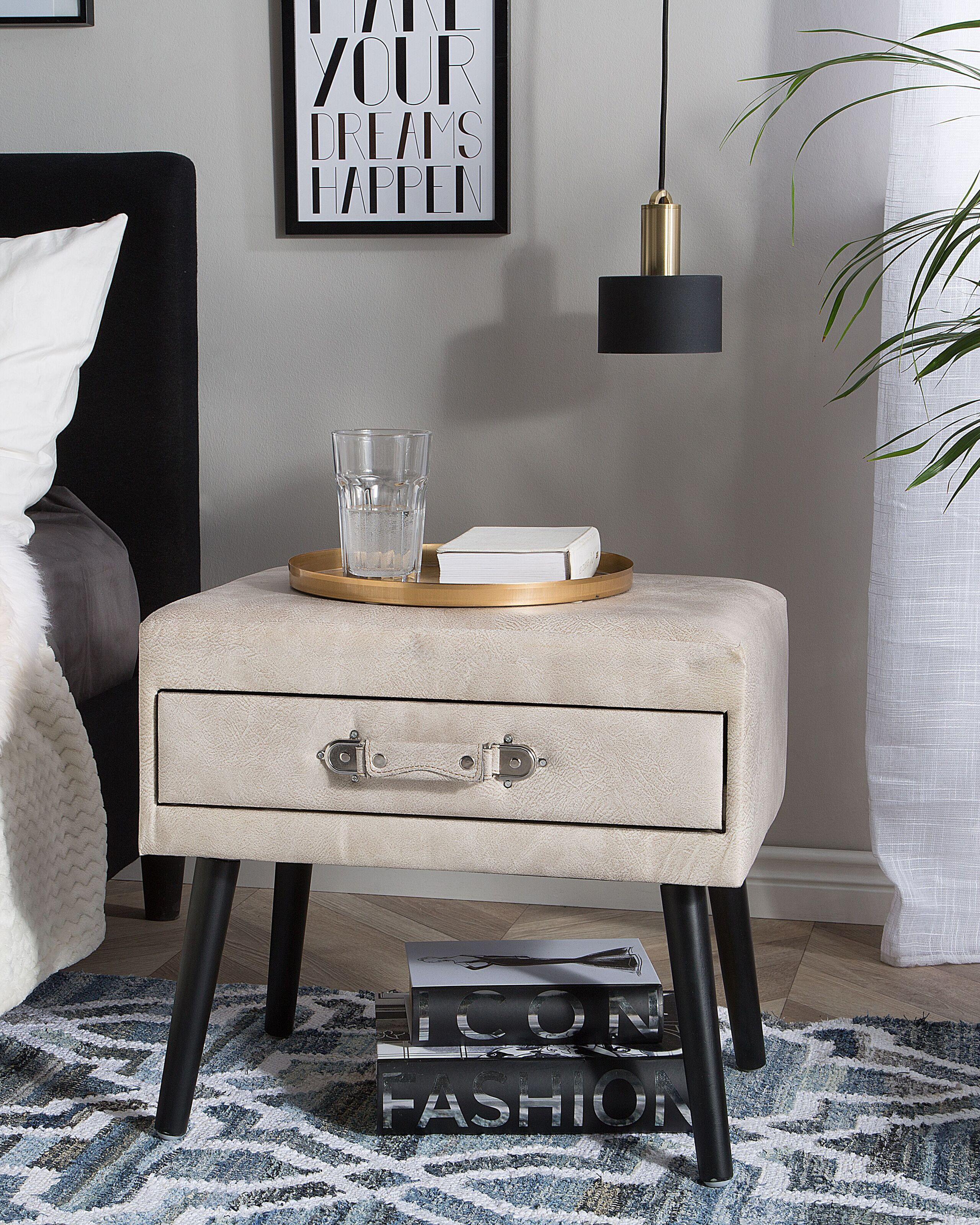 Beliani Comodino 1 cassetto en Pelle sintetica Retrò EUROSTAR  