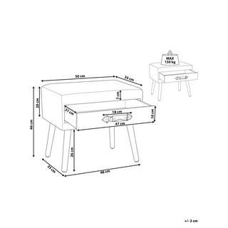 Beliani Comodino 1 cassetto en Pelle sintetica Retrò EUROSTAR  