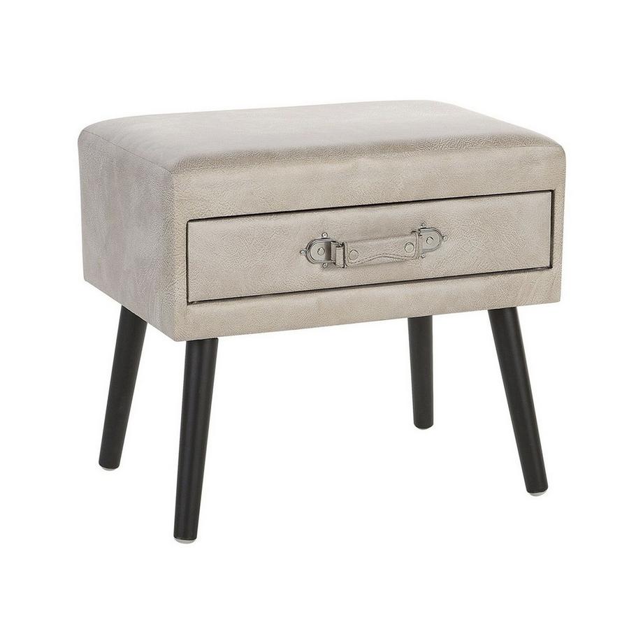 Beliani Table de nuit à 1 tiroir en Cuir PU Rétro EUROSTAR  