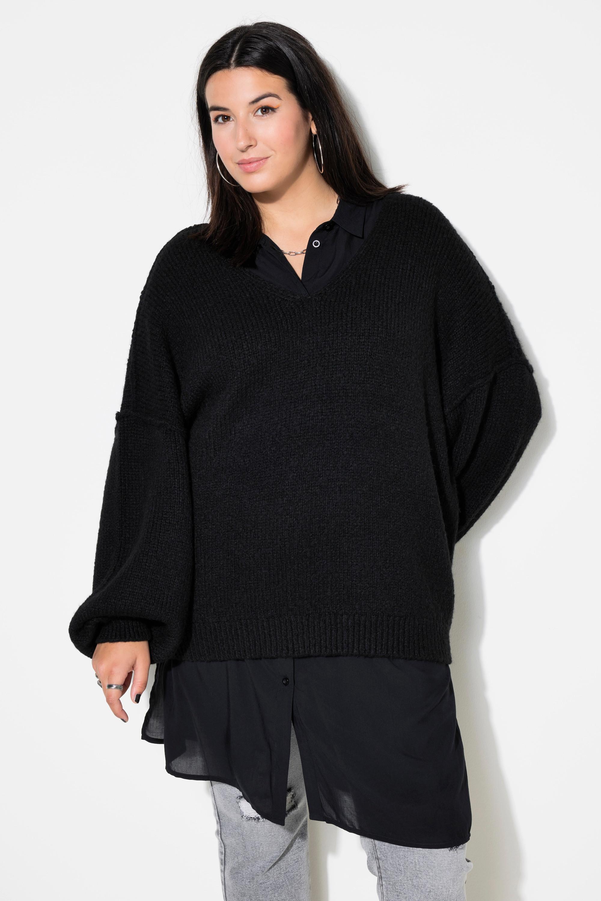 Studio Untold  Pullover, V-Ausschnitt, weiter Langarm, oversized 