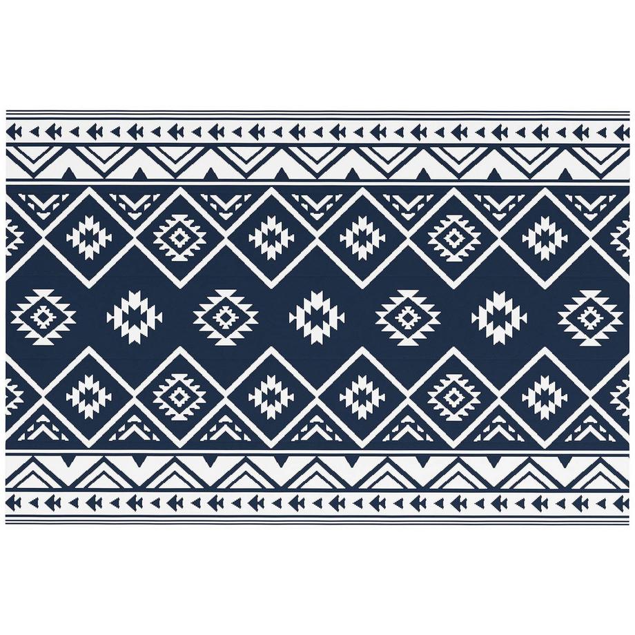 Coperta Da Esterno Coperta In Plastica Reversibile Con Borsa Per Il Trasporto, Idrorepellente, Per Campeggio, Blu Scuro + Bianco, 182X274 Cm
