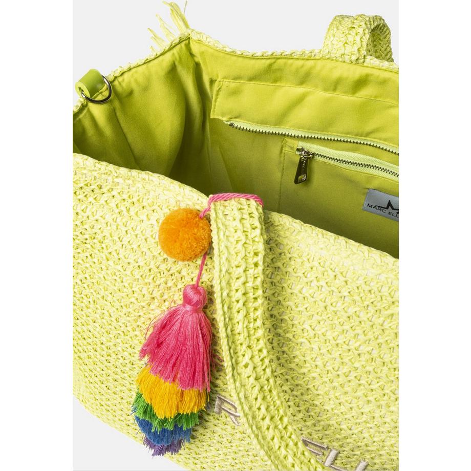 Marc Ellis Sac cabas tissé avec franges et pompon  