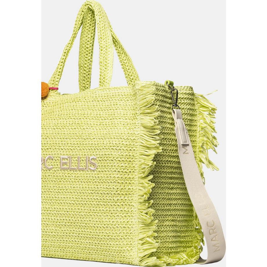 Marc Ellis Sac cabas tissé avec franges et pompon  