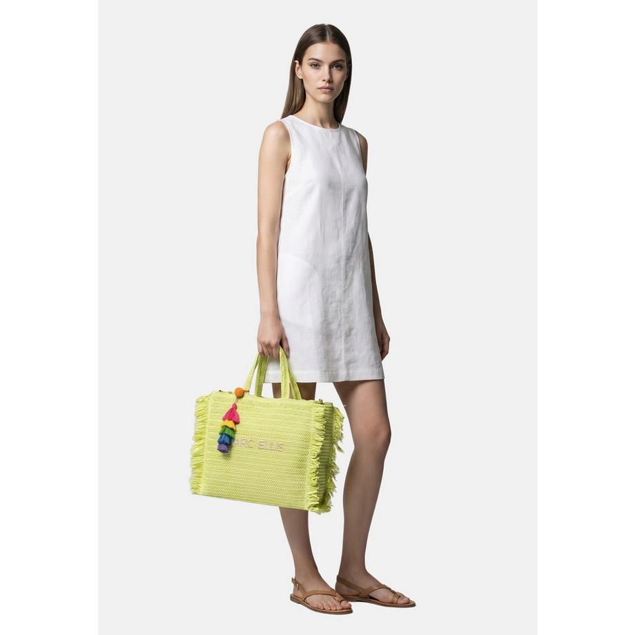 Marc Ellis Sac cabas tissé avec franges et pompon  