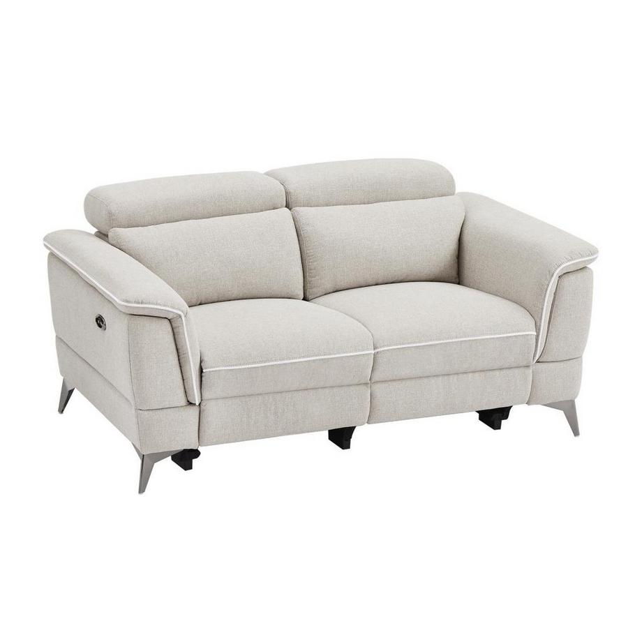 Vente-unique Canapé 2 places relax électrique en tissu beige MACARI  