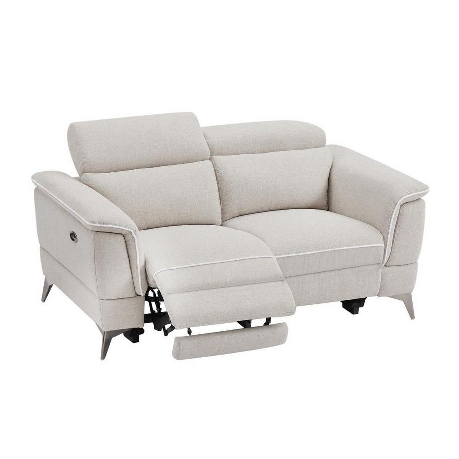 Vente-unique Canapé 2 places relax électrique en tissu beige MACARI  