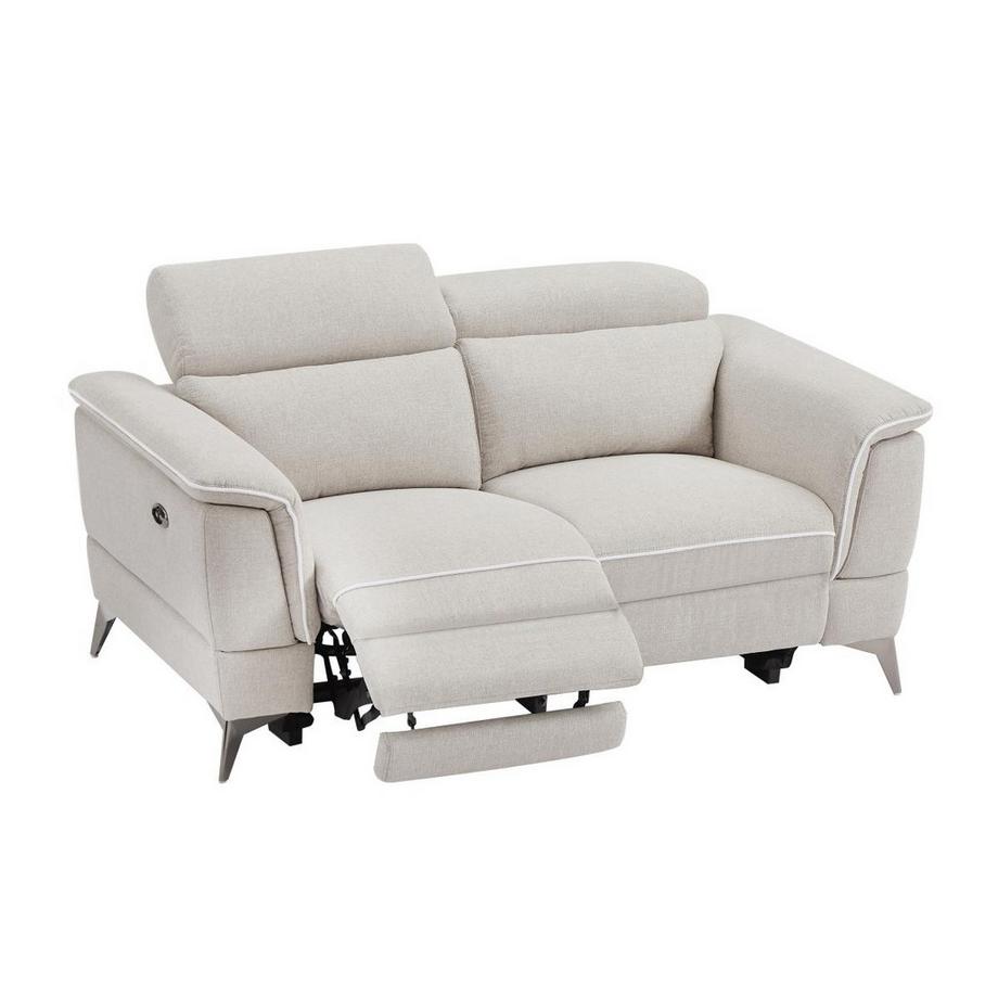 Vente-unique Canapé 2 places relax électrique en tissu beige MACARI  