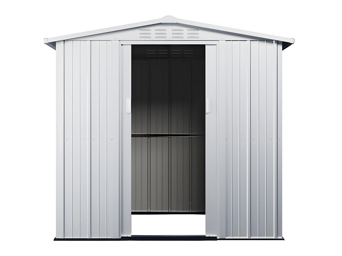 Vente-unique Abri de jardin métal en acier galvanisé gris 3,72 m² LINUS  