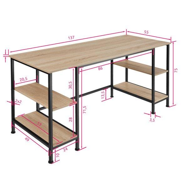 Tectake Scrivania da computer Stoke 137 x 55 x 75 cm  