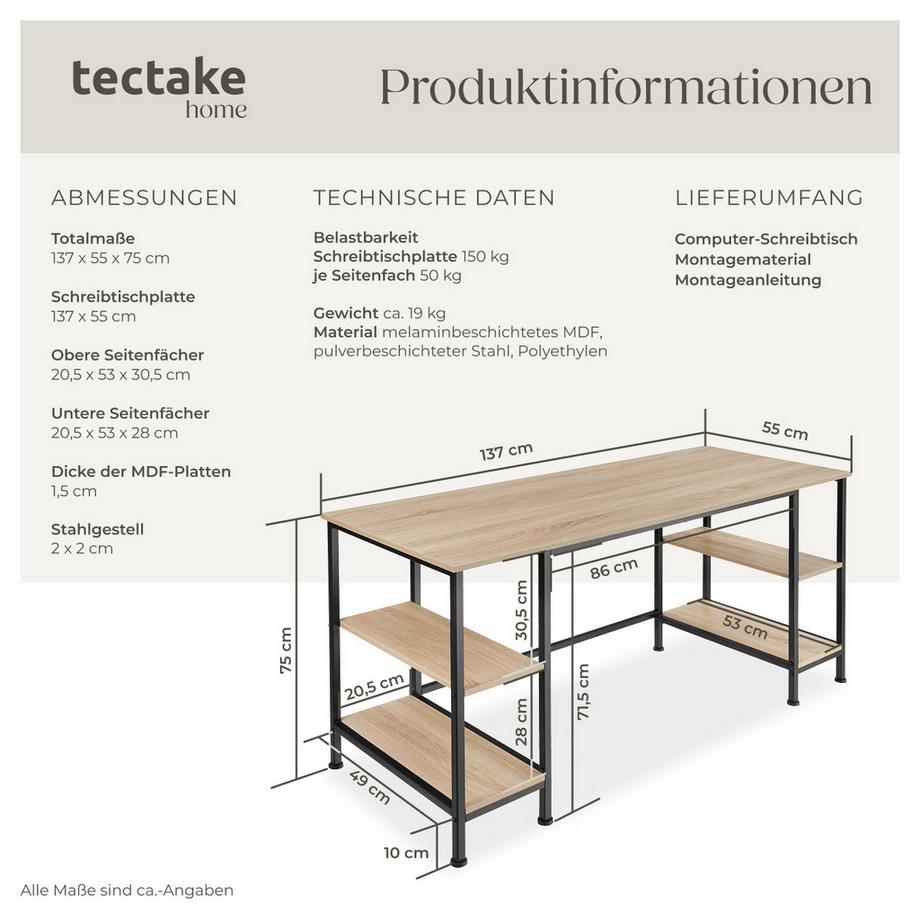 Tectake Bureau STOKE style industriel  