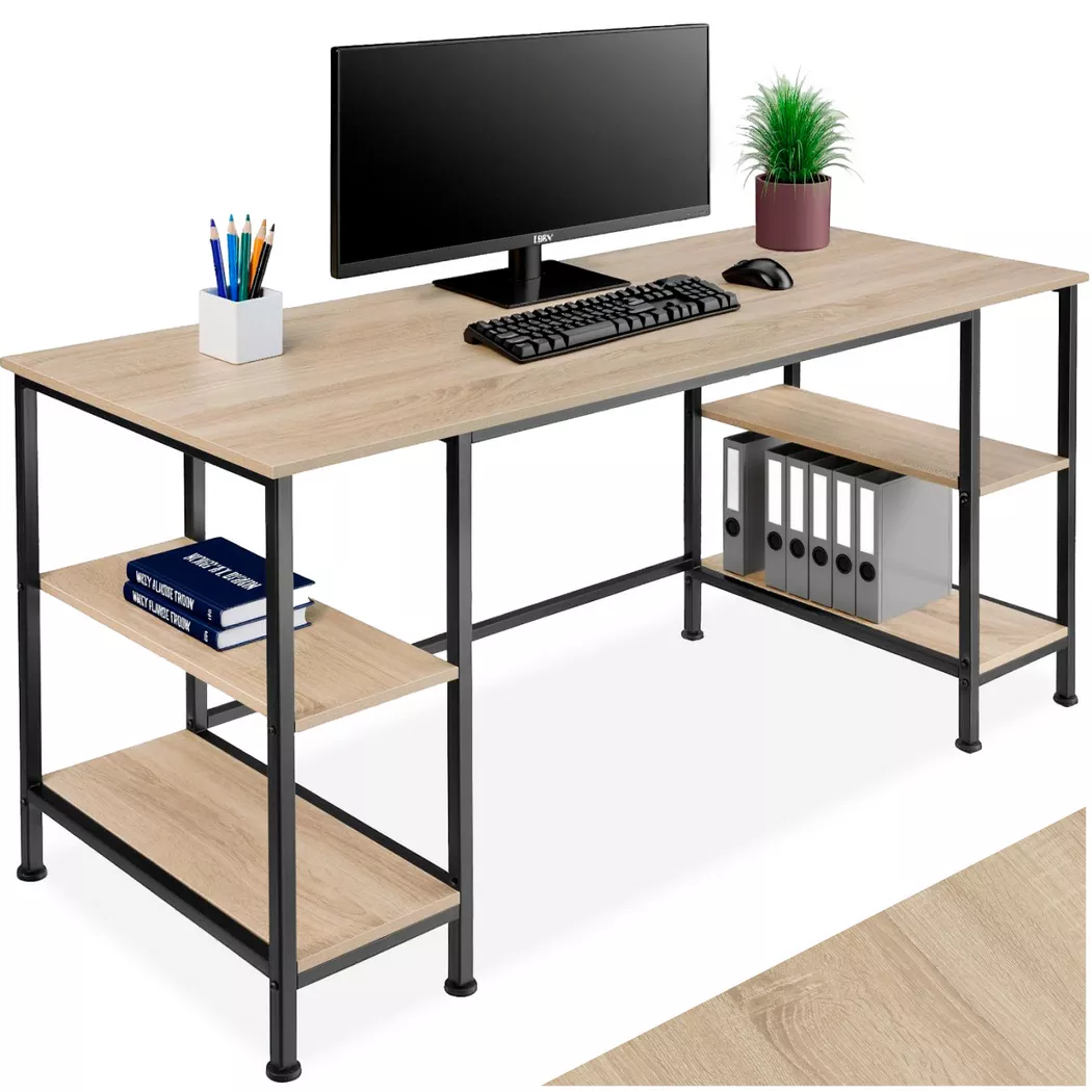 Tectake - Bureau STOKE style industriel, 130 cm, Sable