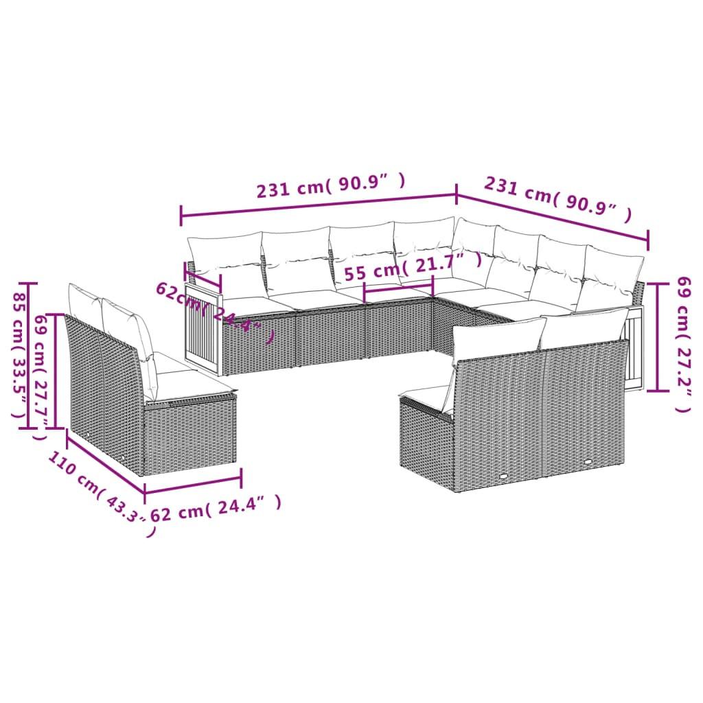 VidaXL set divano da giardino Polirattan  