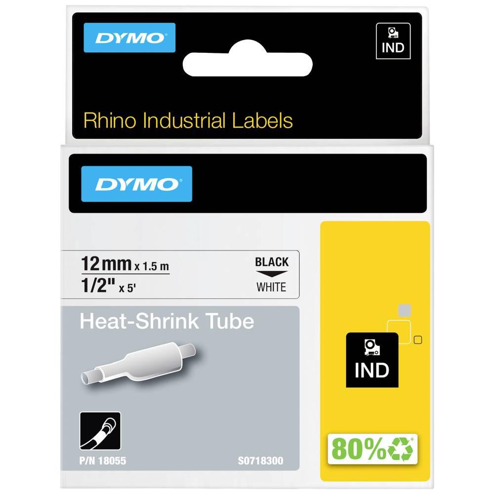 Dymo  Tubo termoretraibile  IND RHINO 18055 Poliolefina Colore Nastro: Bianco Colore carattere:Nero 12 mm 1.5 m 