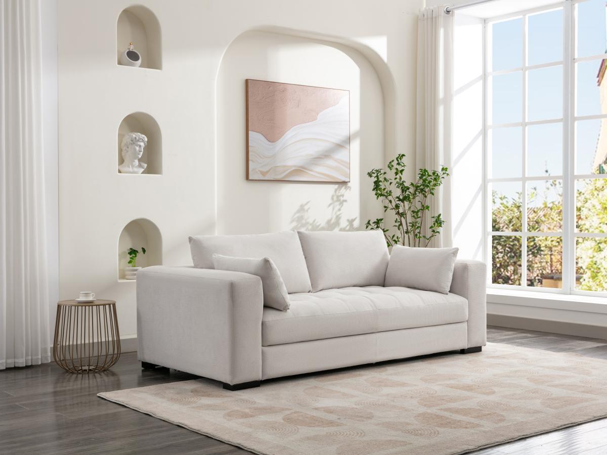 Vente-unique Sofa 2-Sitzer - Strukturstoff - Beige - REBOLDA  