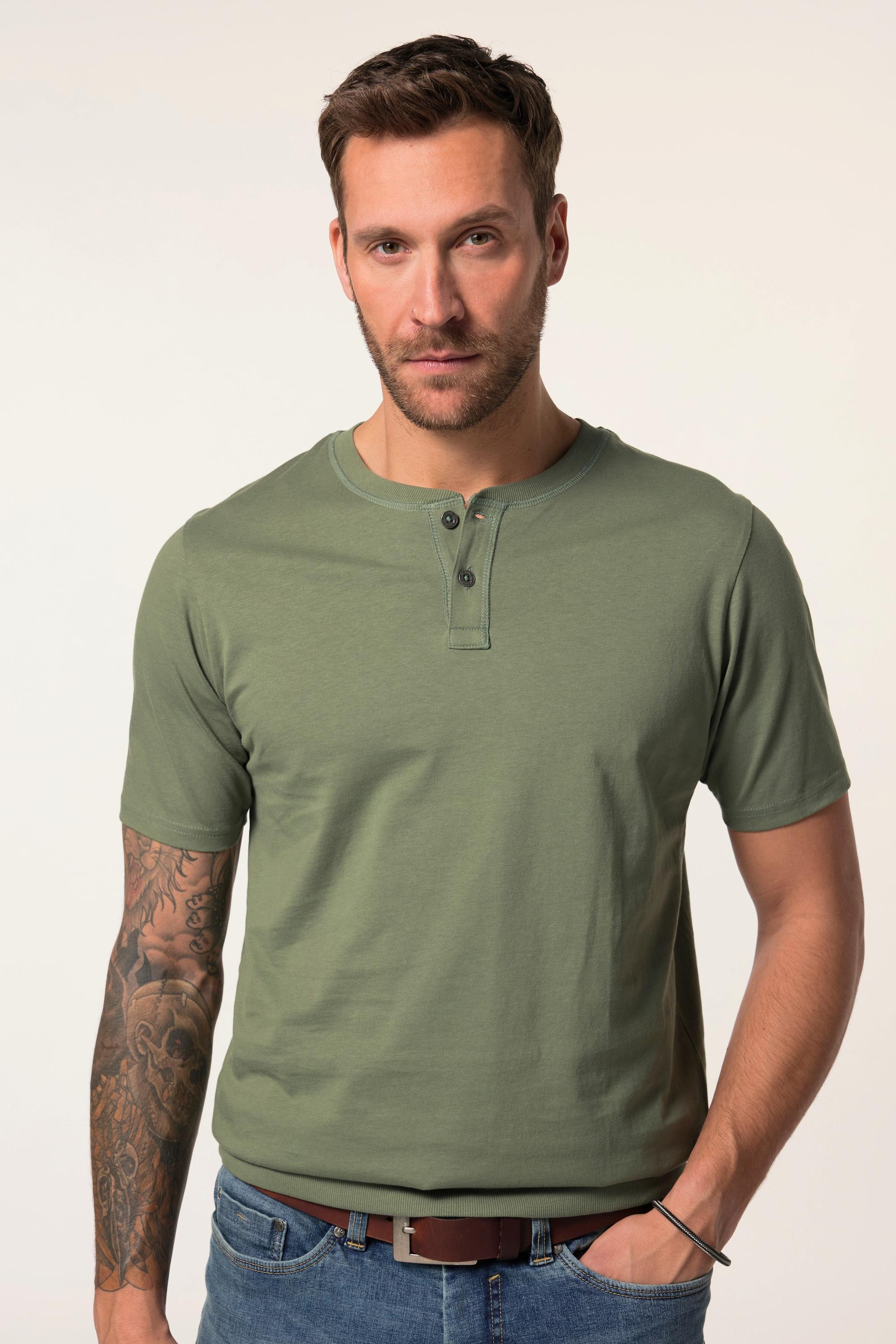 JP1880  Henley, Bauchfit, Halbarm, Rundhals 