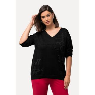 Ulla Popken Maglione Applicazioni Scollo V Maniche Lunghe  