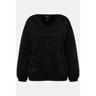 Ulla Popken Maglione Applicazioni Scollo V Maniche Lunghe  